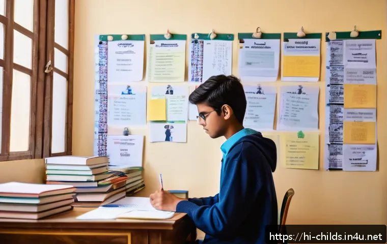 아동심리상담사 시험 준비 꿀팁 - A focused Indian student sitting at a clean study desk in a bright, cozy room decorated with motivat...