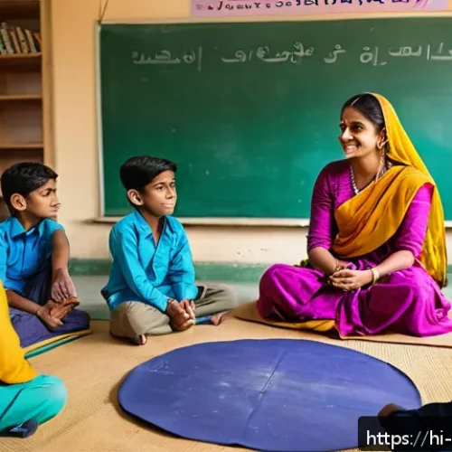 Home 31 아동심리상담사 교육 과정 - A warm and nurturing classroom scene featuring young Indian children wearing colorful, modest clothi...