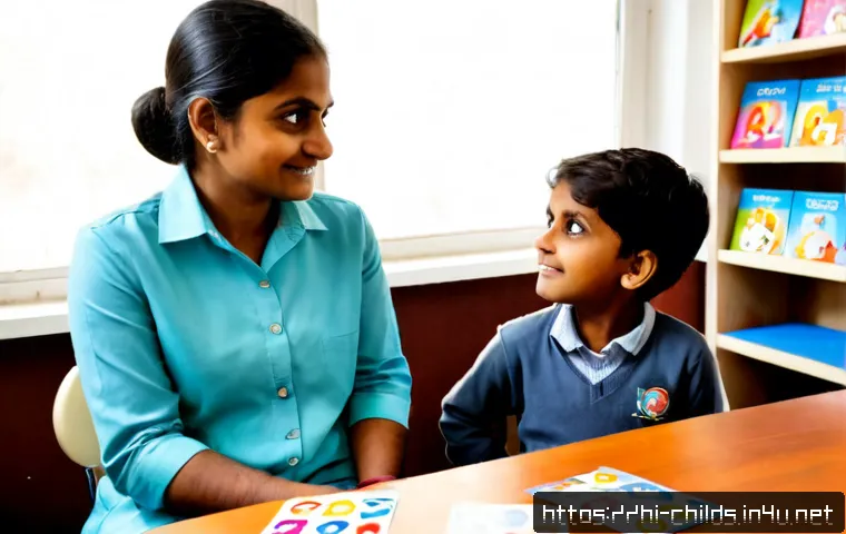 아동심리상담사 직업 전망 - Photorealistic Indian child psychology counselor in a warm, welcoming clinic, seated at a small roun...